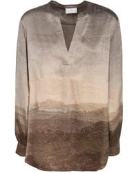 Pierre Louis Mascia - Landscape Print Silk Top - Lyst