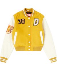 DIESEL - L-Real-Cp Cropped Varsity Jacket - Lyst