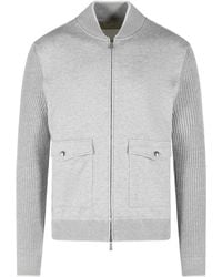Eleventy - Knitted Panel Zipped Jacket - Lyst