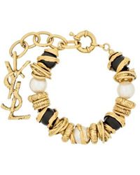 Saint Laurent - Loulou Pearl And Disk Bracelet - Lyst