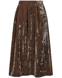 Uma Wang - Dark Rose Velvet Gomes Midi Skirt<Br - Lyst