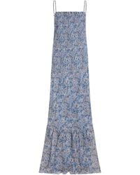 Veronica Beard - Shirred Floral Maxi Dress - Lyst