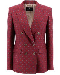 Etro - Double Breasted Graphic Printed Blazer - Lyst