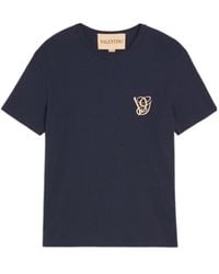 Valentino - Logo Embroidered Crewneck T-Shirt - Lyst