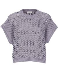 Brunello Cucinelli - Open-Knit Sleeveless Jumper - Lyst
