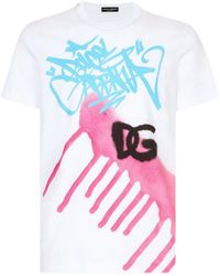 Dolce & Gabbana - Graffiti Logo-Print Cotton T-Shirt - Lyst