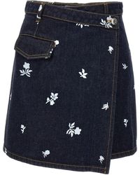 Lanvin - All-Over Embroidered Asymmetric Mini Skirt - Lyst