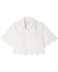 Saloni - Dree Scalloped Broderie Anglaise Cotton-Poplin Shirt - Lyst