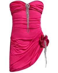 Area - Crystal-Embellished Draped Mini Dress - Lyst