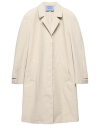 Prada - Single-Breasted Double Poplin Coat - Lyst