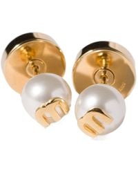 Miu Miu - Metal And Pearl Earrings - Lyst