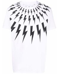Neil Barrett - Thunderbolt-Print Crew Neck T-Shirt - Lyst