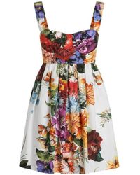 Dolce & Gabbana - Flower Bouquet-Printed Mini Poplin Dress - Lyst