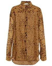 Ferragamo - Georgette Shirt With Orchid Print - Lyst
