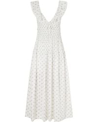 Doen - Sorina Tiered Embroidered Floral-Print Organic Cotton Midi Dress - Lyst