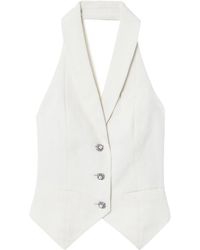 Self-Portrait - Cream Linen Blend Waistcoat - Lyst