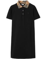 Burberry - Ekd Embroidered Checked Collar Mini Dress - Lyst