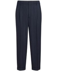 Brunello Cucinelli - Virgin-Wool Chalk-Stripe Trousers With Double Pleats - Lyst