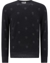 McQueen - Skull Pattern Knitted Wool Sweater - Lyst