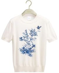 Dior - Short-Sleeved Embroidered Sweater - Lyst