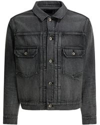 Sacai - Checked Cuff Denim Jacket - Lyst