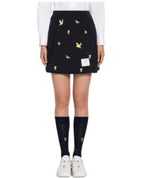 Thom Browne - Embroidered A-Line Mini Skirt - Lyst