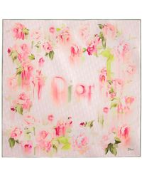 Dior - Floral Logo Print Scarf - Lyst