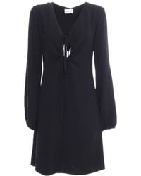 P.A.R.O.S.H. - Abito Long-Sleeved V-Neck Keyhole Dress - Lyst