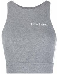 Palm Angels - Logo Printed Ribbed Knit Sport Bra - Lyst