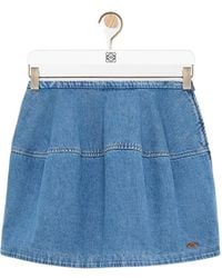 Loewe - Balloon Denim Mini Skirt - Lyst