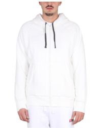 DIESEL - Logo Patch Drawstring Shearling Hoodie - Lyst