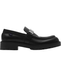 Burberry - Raft Logo Plaque Slip-On Loafers - Lyst