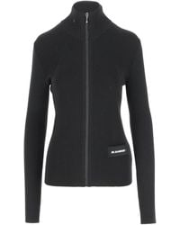 Jil Sander - Zip-Up Ribbed-Knit Cardigan - Lyst