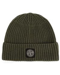 Stone Island - Ribbed-Knit Logo-Patch Beanie - Lyst