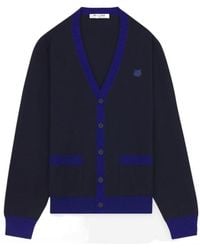 Maison Kitsuné - Maison Kitsuné Bold Fox Head Patch V-Neck Cardigan - Lyst