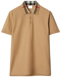 Burberry - Check Collar Short Sleeved Polo Shirt - Lyst