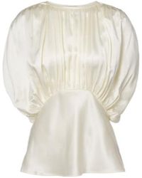 TOVE - Peta Draped Peplum Silk Satin Top - Lyst