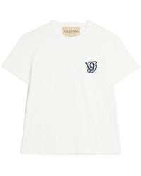 Valentino - Logo Embroidered Crewneck T-Shirt - Lyst