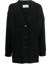 Prada - Cable-Knit Button Up Cardigan - Lyst