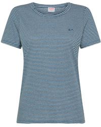 Sun 68 - Off And Dark Avio Striped Linen And Cotton T-Shirt - Lyst