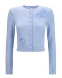Self-Portrait - Floral Appliqué Cropped Cardigan - Lyst