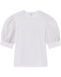 FRAME - The Solstice Broderie-Anglaise Puff-Sleeve T-Shirt - Lyst