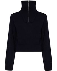 MM6 by Maison Margiela - Zip High Neck Knitted Sweater - Lyst