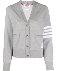 Thom Browne - 4-Bar Stripe V-Neck Knitted Cardigan - Lyst