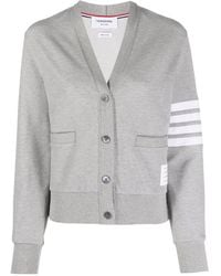 Thom Browne - 4-Bar Stripe V-Neck Knitted Cardigan - Lyst