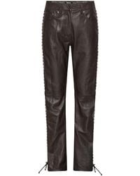 ROTATE BIRGER CHRISTENSEN - Straight-Leg Laced-Detail Leather Pants - Lyst