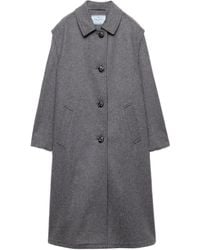 Prada - Single-Breasted Double Loden Cloth Coat - Lyst