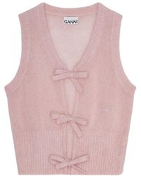 Ganni - Tie String V-Neck Vest - Lyst