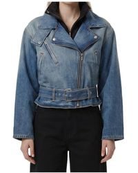 Alaïa - Alaïa Cropped Belted Denim Jacket - Lyst