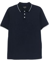 Giorgio Armani - Button Detailed Short-Sleeved Polo Shirt - Lyst